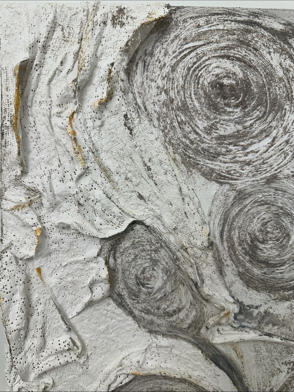Abstract Textured Wall Art in White and Gray